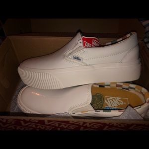 Glossy White Platform Vans